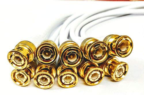 River Fox Combo Pack of 10 Pcs BNC Connector with Copper Wire Moulded - 18CM and 10 Pc DC Power Pigtail Male Cables with 2.1mm Connectors Barrel Jack for Surveillance CCTV Camera (White) 1