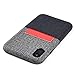Dockem Luxe M1 Wallet Case for iPhone XR; Built-in Metal Plate, Designed for Magnetic Mounting; Ultra Slim Canvas Style Synthetic Leather Card Case; M-Series [Black and Grey]