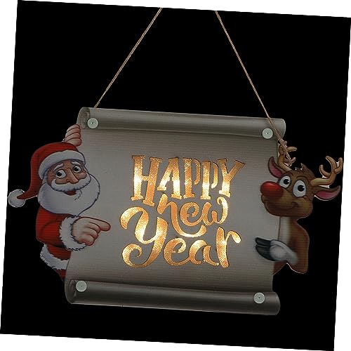 BUGUUYO Letrero De Bienvenida Navideño con Luz Led para Puerta Decoración Colgante De Navidad para Interiores y Exteriores Adorno Festivo para Entrada o Fotografía