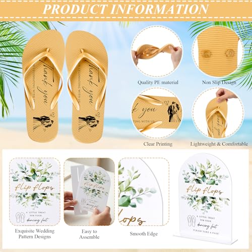 Image of 24 Pairs Bulk Flip Flops for Wedding Guests | Reception Sandals, Wedding Party Favors with Sign, Size Cards, Bagged, Dance Floor Slippers