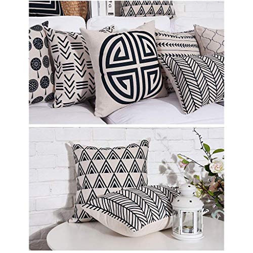 Coussin décoratif Snug à rayures géométriques en coton lin épais 53x53 cm