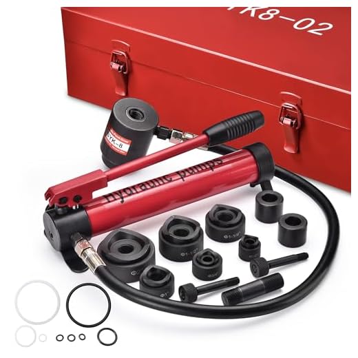 Pneumatic 10 Ton Air Hydraulic Knockout Punch Drive Hole Complete Set Metal Case 1/2 to 2 Dies