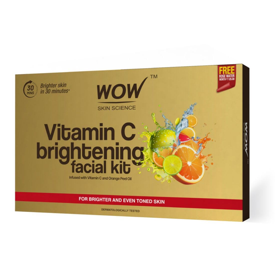 Vitamin C Brightening Facial Kit with Rose Water | For All Skin Types | 6 Easy Steps | For Brighter and Even Toned Skin |For Men & Women | 100ml (Pack of 7)