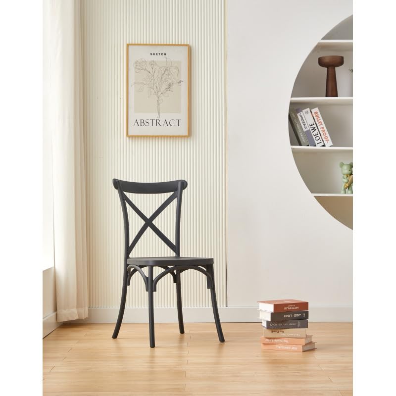 Kosmi Chaise Noire Style BISTROT en résine polypropylène