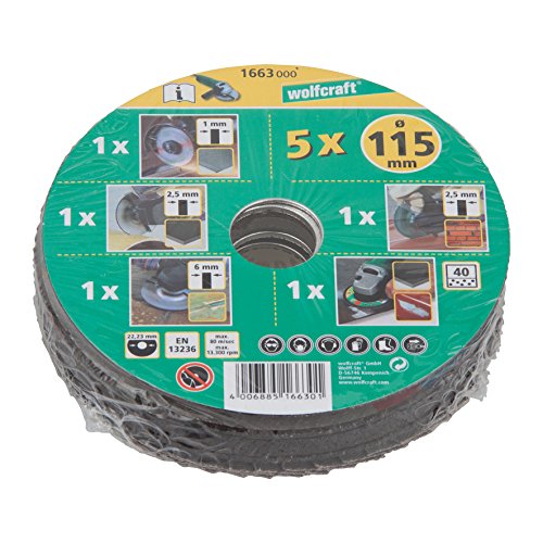 Wolfcraft 1664000 Set per Iniziare per Smerigliatrice Angolare, Foro ø 22,2 mm, ø 125 mm