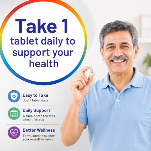 Image of Pure Nutrition Multivitamin Tablet for Men Above 50 Years | 50+ Multivitamins & Multiminerals with Zinc, Iron & Magnesium | Supports Heart, Brain, Eye & Muscle Health | 60 Veg Tablets