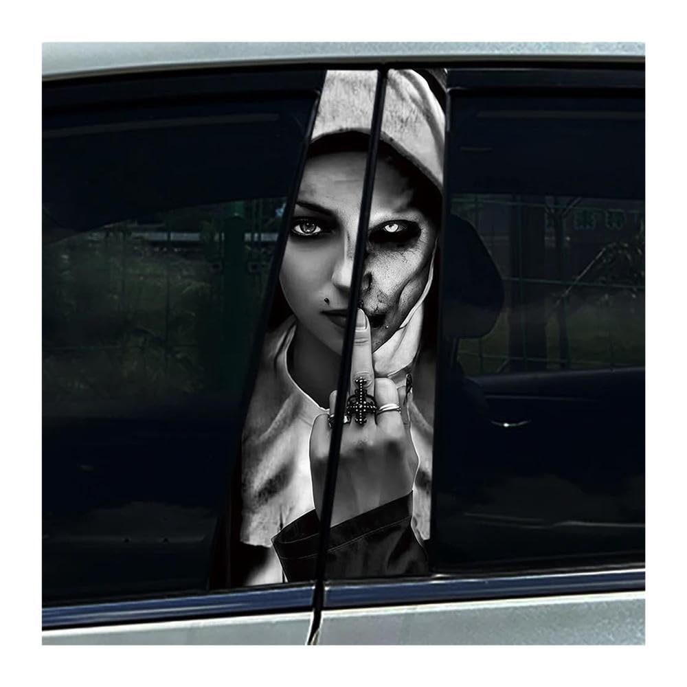 Body Parts 2pcs Nun Sister Car Center Pillar Sticker Protective Film(D)