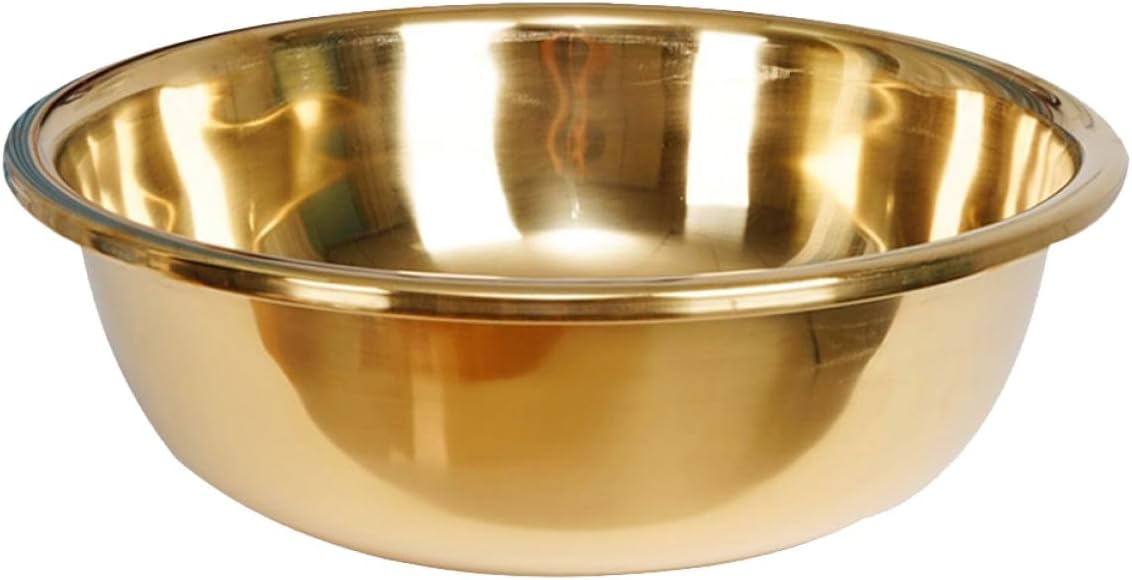 Thickened Small Stainless Steel Basin, Metal Mixing Bowl for Kitchen and Bathroom, Gold Fruit Washing Bowl Suitable for Vegetable Cleaning and Face Washing