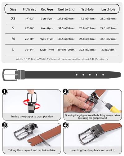 AWAYTR Kids Boys Reversible Belt for Dress Pants with Two Rotative Buckles3