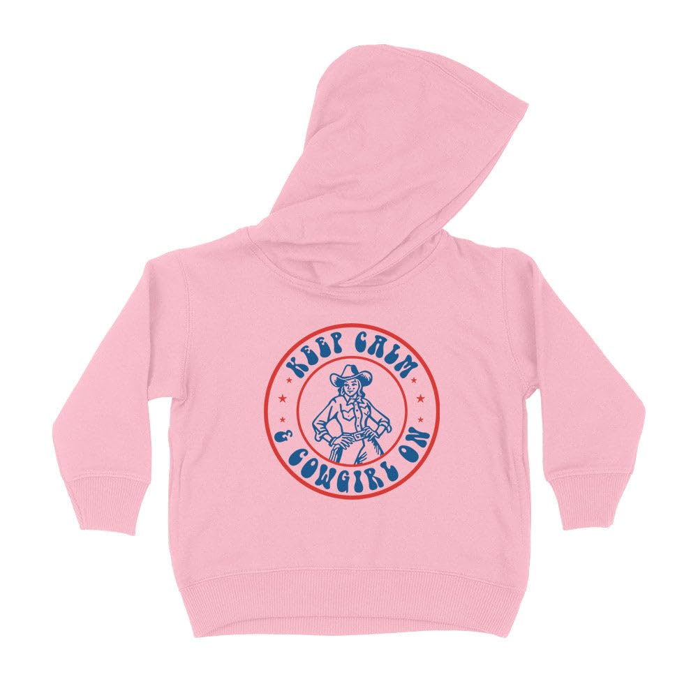 Keep Calm and Cowgirl On Kids Hoodie Sweatshirt Toddler 4T Light Pink