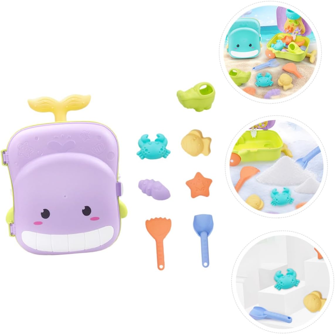 Kisangel Beach and Sand Beach Set for Portable Purple Sand Shovel and Scoop with Carrying Case for Bath Time