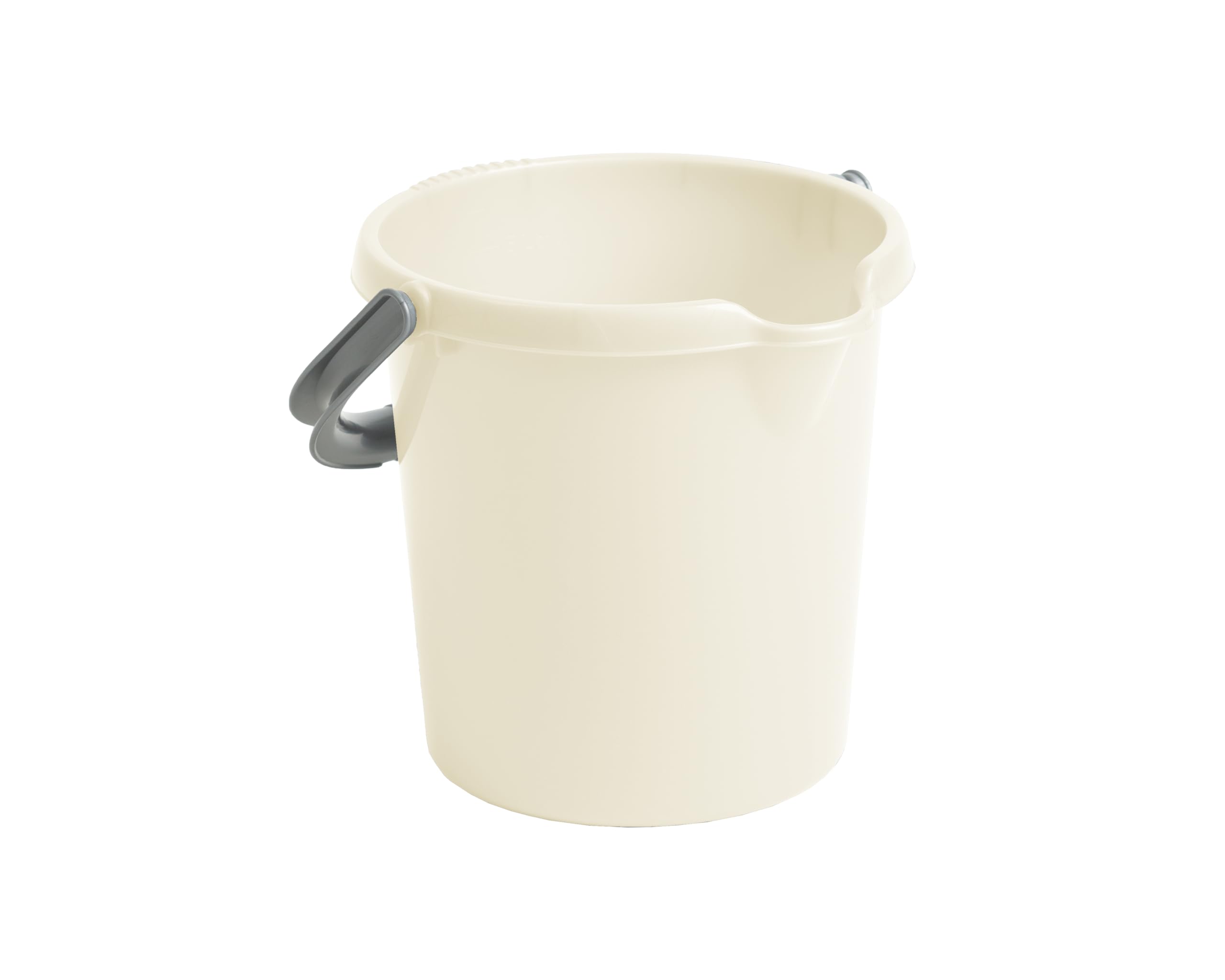 M1SS High Grade 5L Litre Soft Cream Durable Multipurpose Plastic Storage Bucket with Litre Scale, Handle & Spout for Food Storage, Garden, Cleaning, Kitchen