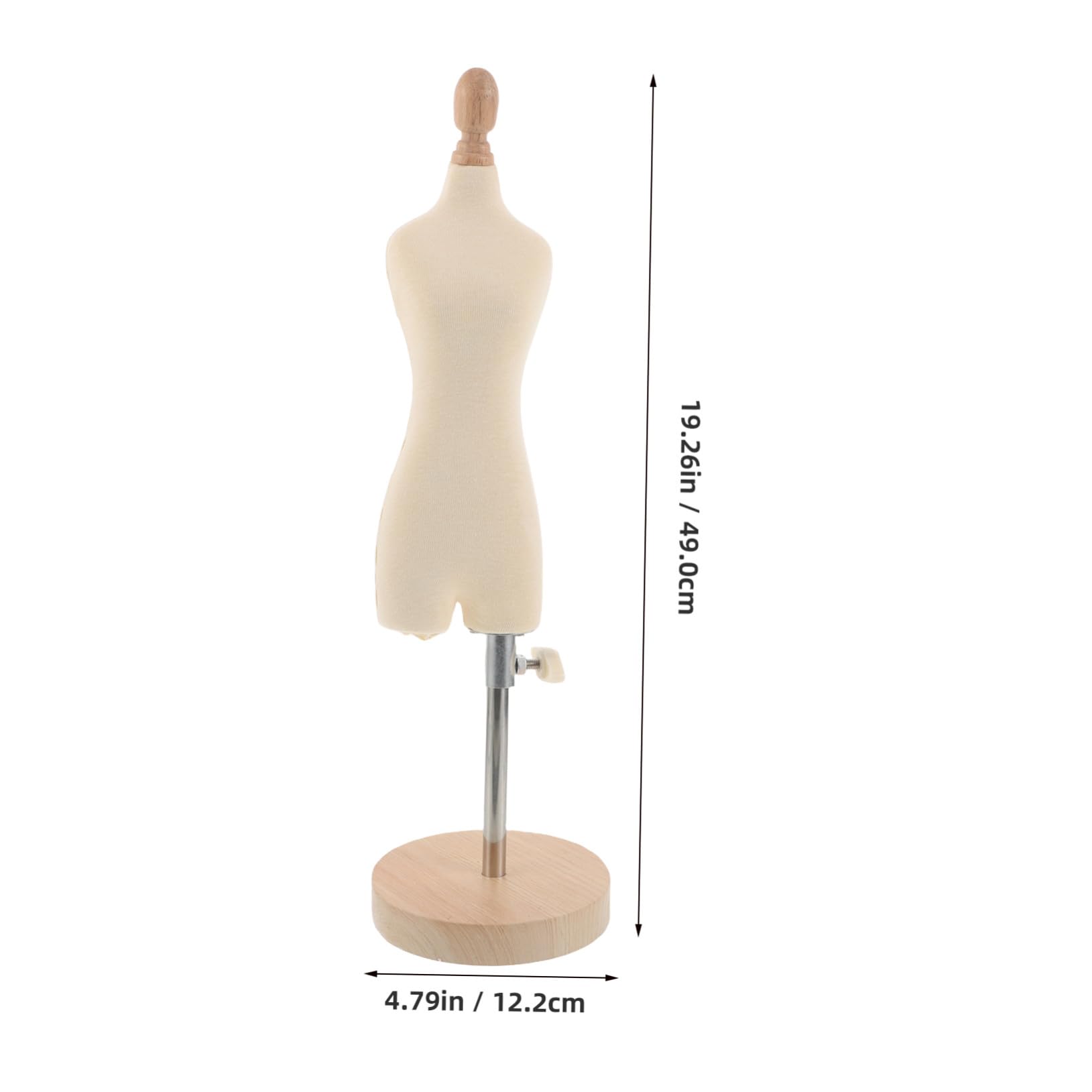 Maniquí de Costura Femenino Mini 1/4 Escala Soporte de Madera Natural para Proyectos de Confección y Manualidades, Modelo Realista para Diseño y Ajuste de Vestidos