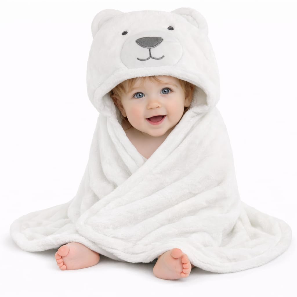 First Kick New Born Baby Blanket Pack of Super Soft Bathrobe Baby Wrapper Durable Fleece Polyester Cum Baby Bath Towel for Baby Boys, Baby Girls, Babies (80cm x 80cm, 0-6 Months) White Dog-image-49