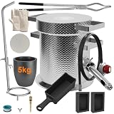 MMasters 5KG Stainless Steel Propane Melting Furnace Kit, 5kg Silicon Carbide Graphite Crucible, Max 2400°F Casting Furnace Foundry Kiln, Recycle Aluminum Cans and Scrap Metal Casting Mold