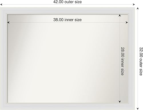 Miniatura 3 de Amanti Art White Bathroom Mirror for Over Sink, 32x42 Custom Made Flair Soft White Rectangle Vanity Mirror, X-Large Casual Wood Frame, Hangs