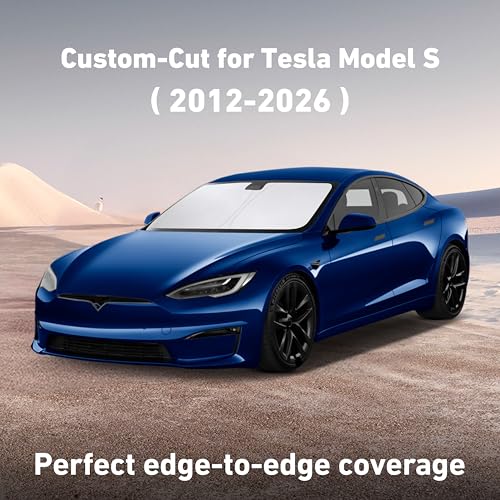 Image of EcoNour Windshield Sunshade Compatible for Tesla Model S 2012-2024 2025 2026, Sun Visor for Front Windshield & Window Sun Shade Cover, UV Heat Blocker & Protector, Car Accessories