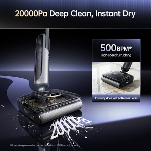 Image of JONR H2 Pro Cordless Wet Dry Vacuum Cleaner, Self-Cleaning, Black | 20000Pa Suction, 180 Degree Lie-Flat, Warm Water Cleaning, Hot Air Drying, Odor-Free Design, 45min Runtime