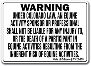 Colorado Equine Sign Activity Liability Warning Statute Horse Farm Barn Stable, 10