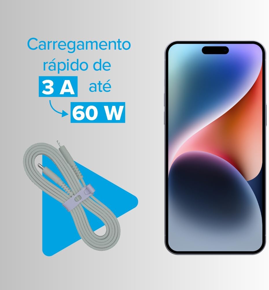 Gray i2GO Lightning + USB-C Cable 1.2M 3A