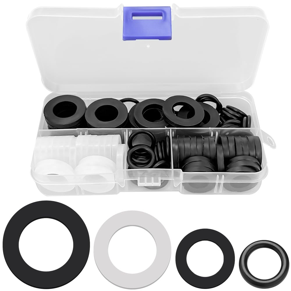90 Pcs Hose Washer Tap Sealing Rings Set, Hose O Rings, Connector Washers Tap, Black Shower Hose Washer Rubber Seals