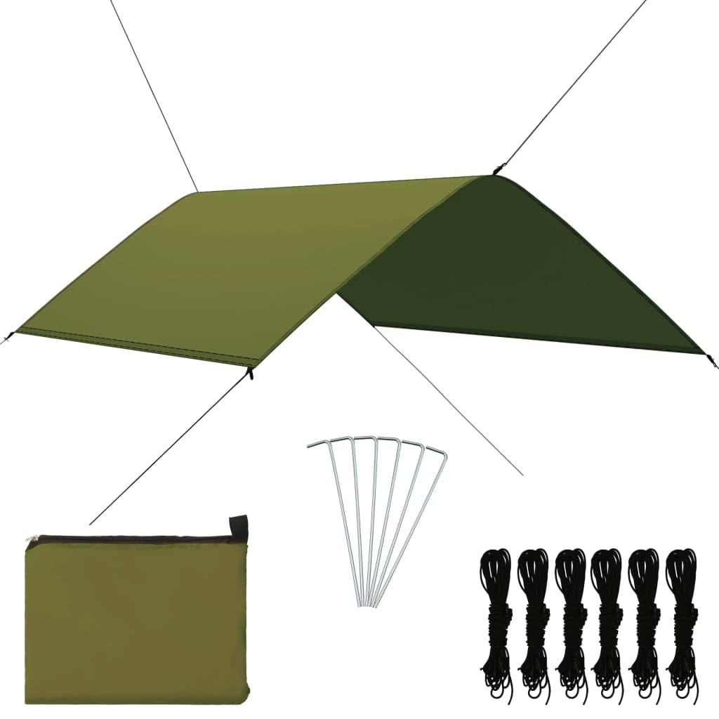 Outdoor-Tarp 3x2 m Grün wasserfestes Sonnensegel mit UV-Schutz, T Polyestergewebe, inklusive Heringe und Abspannseile, leichtes Campingzelt ideal für Garten, Balkon