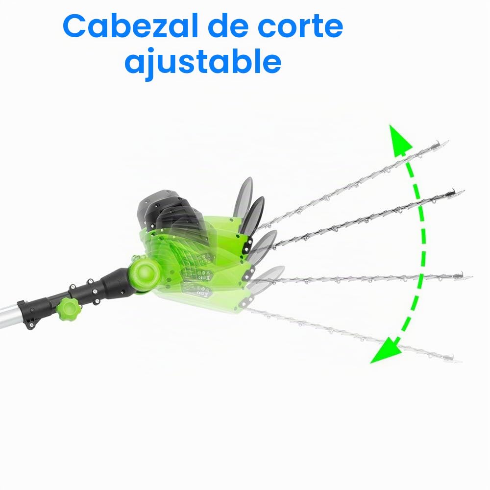 BAKAJI Cortasetos telescópico eléctrico con Varilla Extensible, tamaño setos Hoja 41 cm con inclinación, Hoja Ajustable, Mantenimiento del jardín, cortabordes (460 W hasta 240 cm)