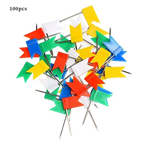 VONKY 100pcs Mapa da bandeira Empurre Pin coloridos Thumb Tack Mini País Mapa Empurre Pin portátil d