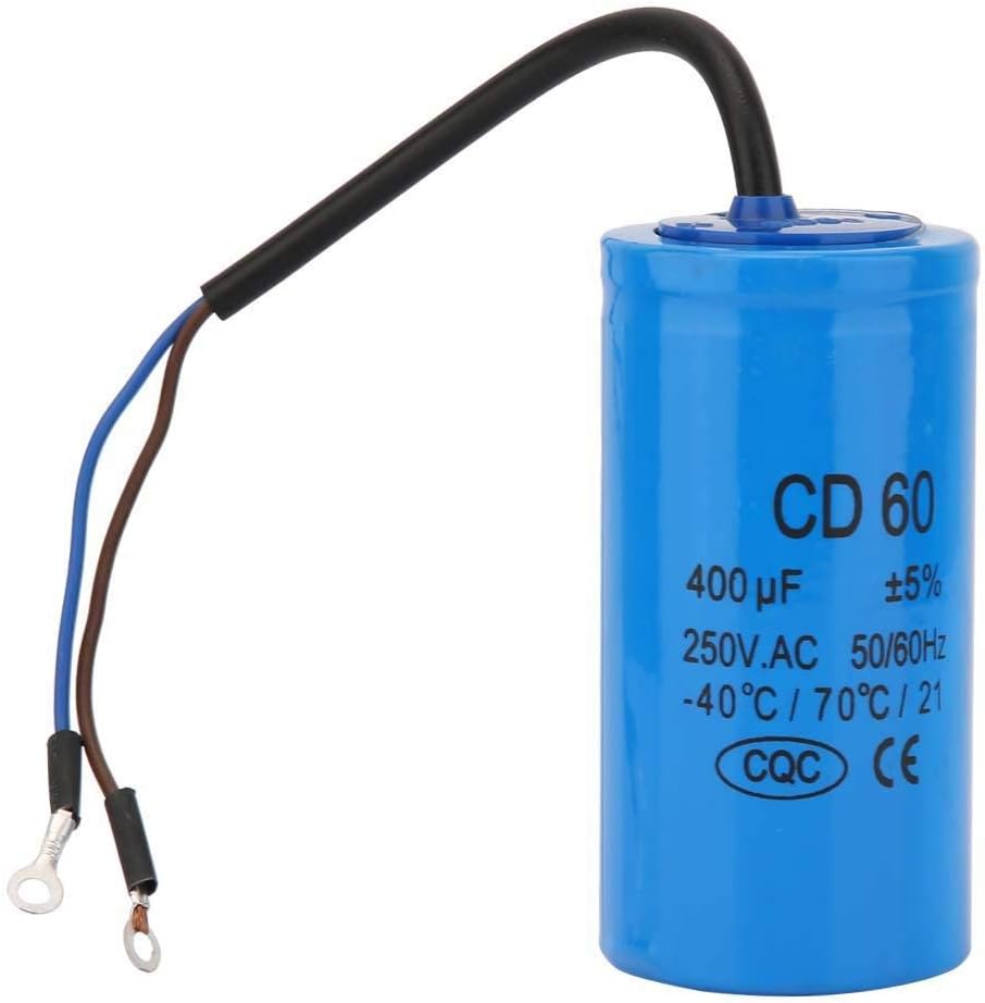 CD60 Run Capacitor with Wire Cable 250V AC 400uF 50/60Hz for Motor Start Motor Air Compressor