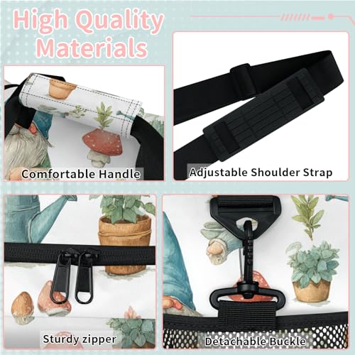 Kizmoglux Gnome Plant Shower Travel Duffel Bag Weekender Overnight Bags for Women Men Foldable Waterproof Tote Bag with Trolley Sleeve3
