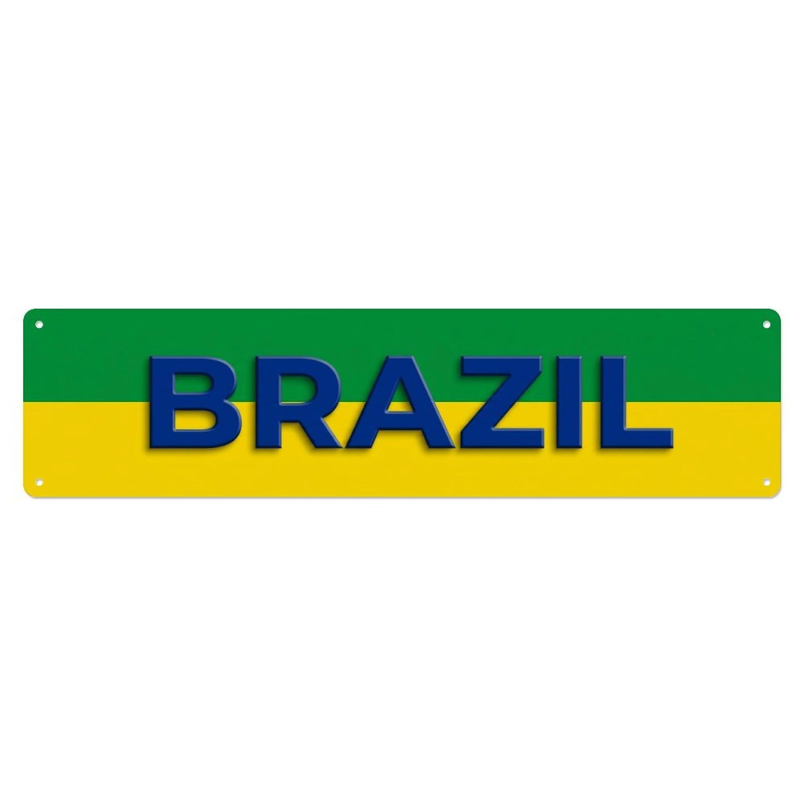 Vintage Brazil Flag Pattern Metal Tin Sign