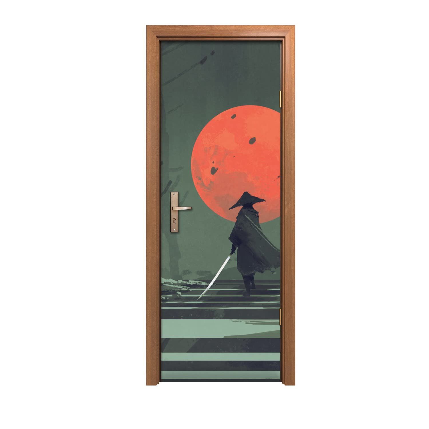 Autocollant de porte masquez les défauts déco murale fantaisie asiatique