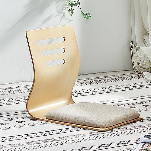座椅子 木製 夏用 クッション付 46×37×43cm 和座椅子 フロアーチェア 背もたれ 高反発 省スペース 家具 座敷 シンプル 出窓用 ベランダ用 和室用 軽量 チェア いす 椅子 リビング 畳 クアンジ 座布団