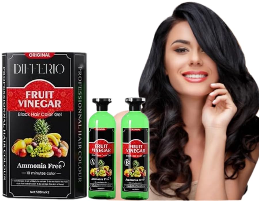 Differio Fruit Vinegar Hair Dye Color, Organic & Natural Hair Color dye black Color, Ammonia Free Color Dye,Hair Dye black For Men & Women (Black, 100 ml (pack of 2))