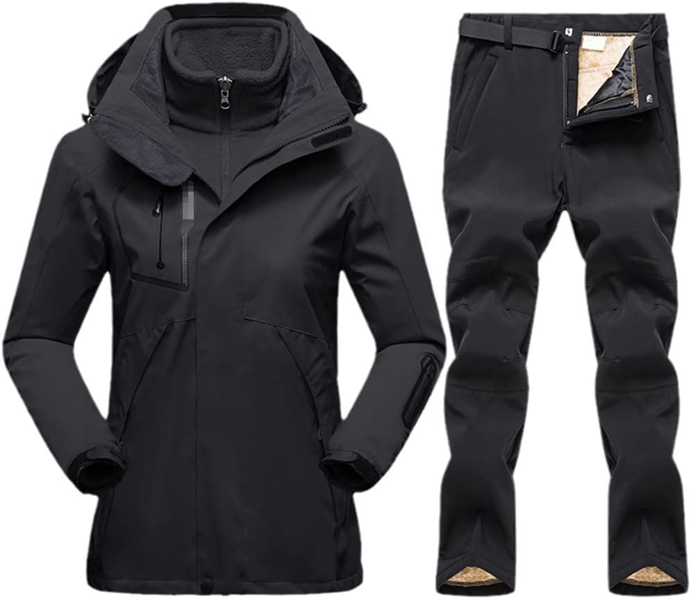 KEHAIOO Women Ski Suit Waterproof Fleece Ski Jacket Pants Skiing Snowboard Suits Winter Sports Warm Breathable Ski Set