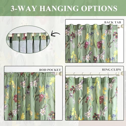 Image of Schweek 96 Inches Long Boho Curtains 2 Panels for Living Room Sage Green