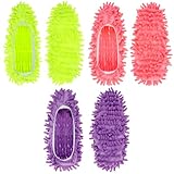 QWORK® 3 Paar/6 Stück Mikrofaser Mopp Hausschuhe, Mehrzweck Staubwischer Schuhüberzüge zum Reinigen von Böden, Haarreiniger und mehr