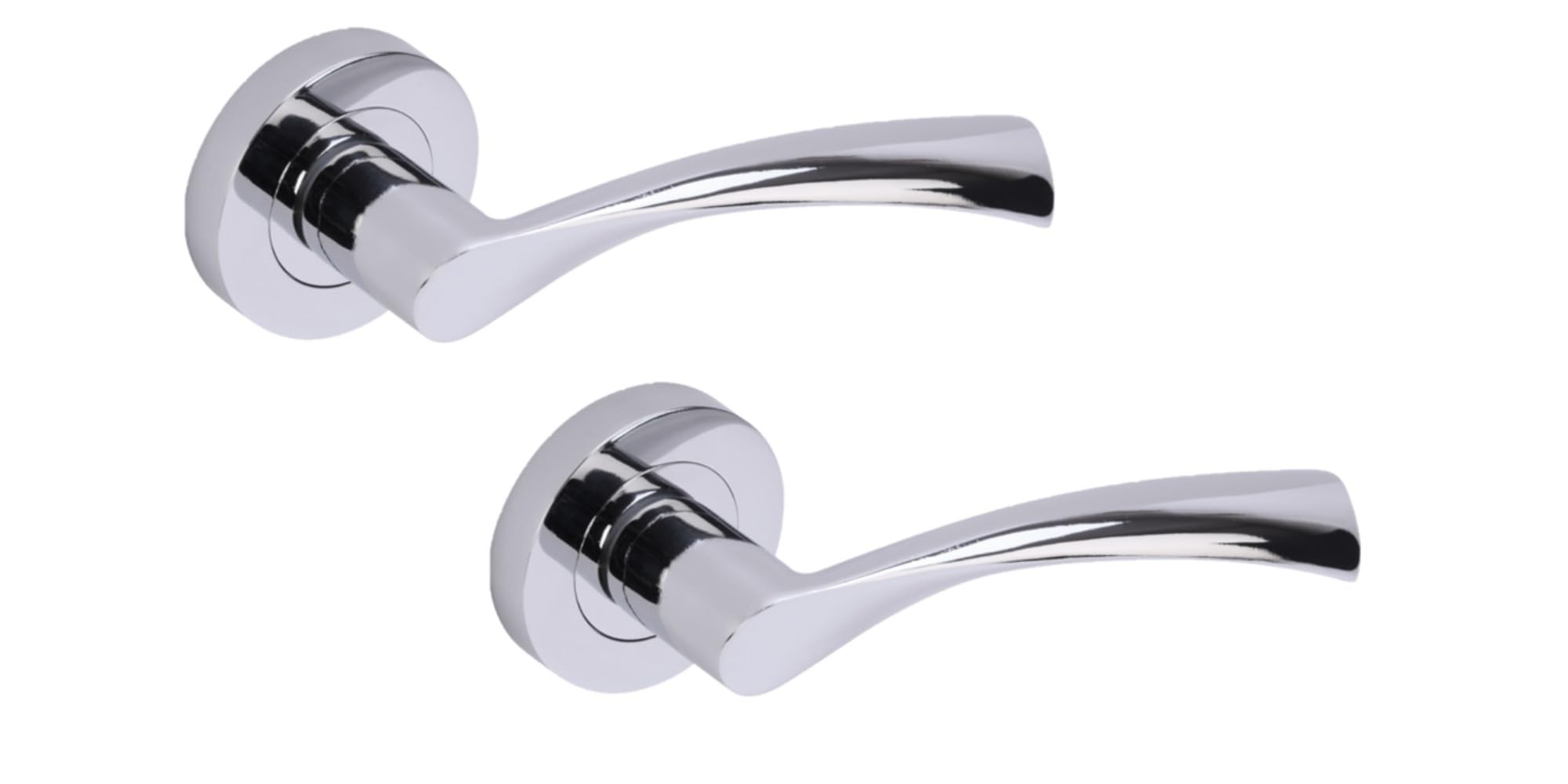 Hunta HANDLEZONE® Lobo Lever On Round Rose Door Handles, Internal Passage Latch Handles, 1 Set - Polished Chrome