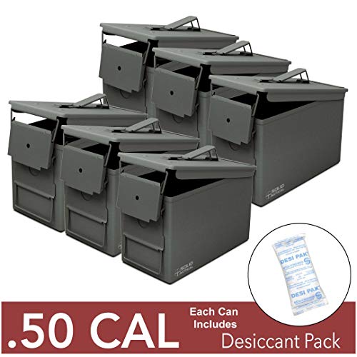 Solid Tactical 6-Pack 50 Cal Ammo Can â€“ New Steel Ammo Box Military & Army M2A1 for Long-Term Waterproof Ammunition & Valuables Storage