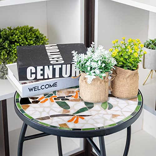 Vcuteka Mosaic Side Table, 21" Round End Table With 14" Ceramic Tile Top, Patio Accent Table Indoor And Outdoor End Table For Yard, Garden, Living Room, Bistro Balcony Or Lawn Frog #TOP4