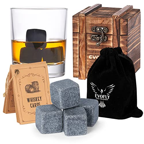 Product Image of the Gifts for Men, Gifts for Dad Husband, 6 Pieces Whiskey Stones with Wooden Box, Unique Anniversary Birthday Gift Ideas for Grandpa Uncle, Man Cave Stuff Bourbon Presents