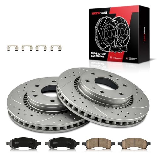 Torchbeam Brake Rotors and Pads Kit Fit Chevrolet, GMC, Buick, Isuzu, Trailblazer, Envoy, Rainier, Ascender, 11.88in Rotors, 55112+D1169 Brake Kit, Front Brakes and Rotors