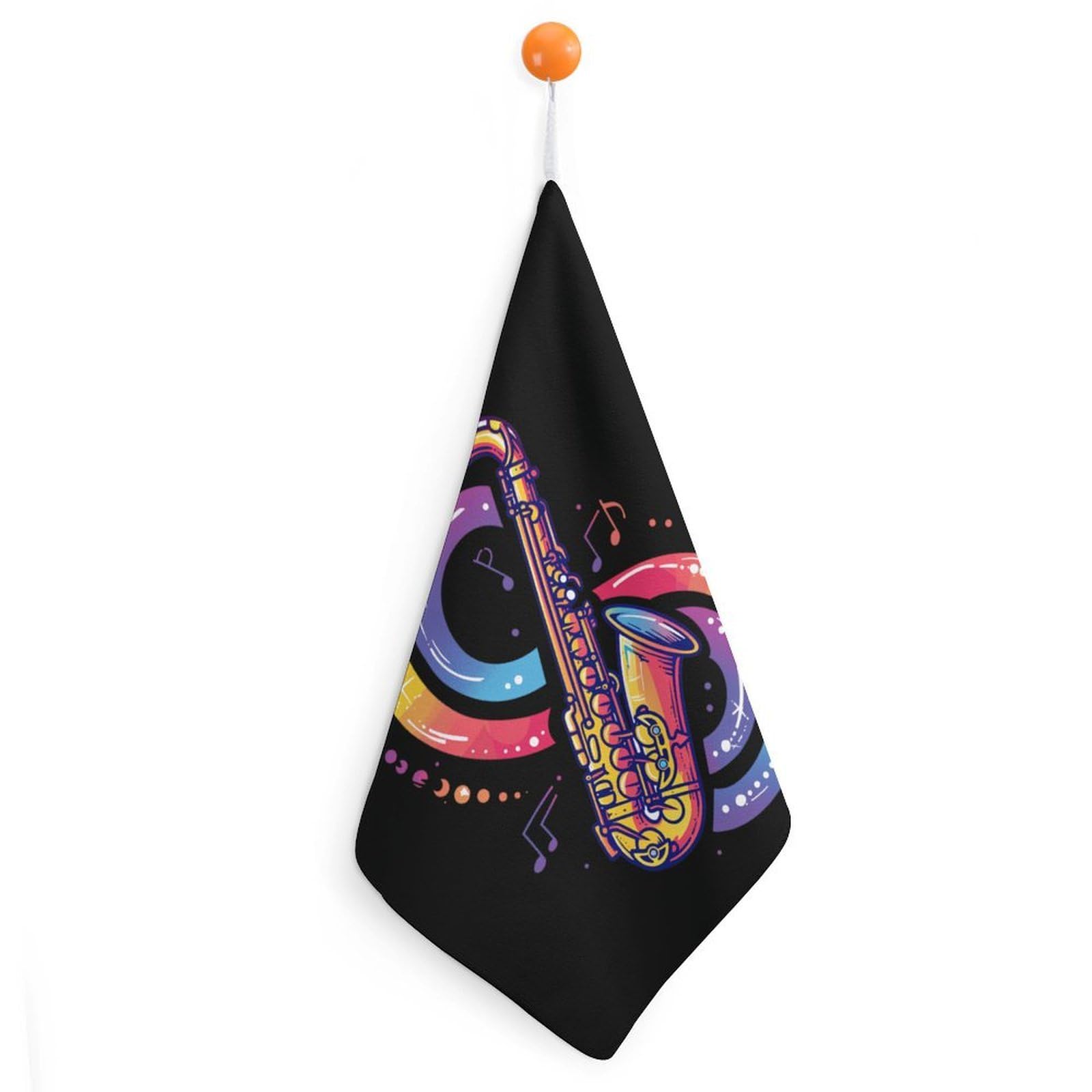 TXFBTRFSA Saxophonist Music Notes Saxophone Hand Towels with Hanging Loop Kitchen Towel Handkerchiefs Cleaning Cloths