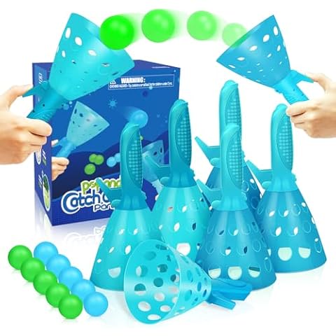 Outdoor Indoor Games Activities for Kids, Pop and Catch Ball Family Games with 6 Launcher Baskets and 10 Balls, Beach Yard Sport Birthday Halloween Party Gifts Toys for Kids Ages 4 5 6 8 12+ Years Old Cover