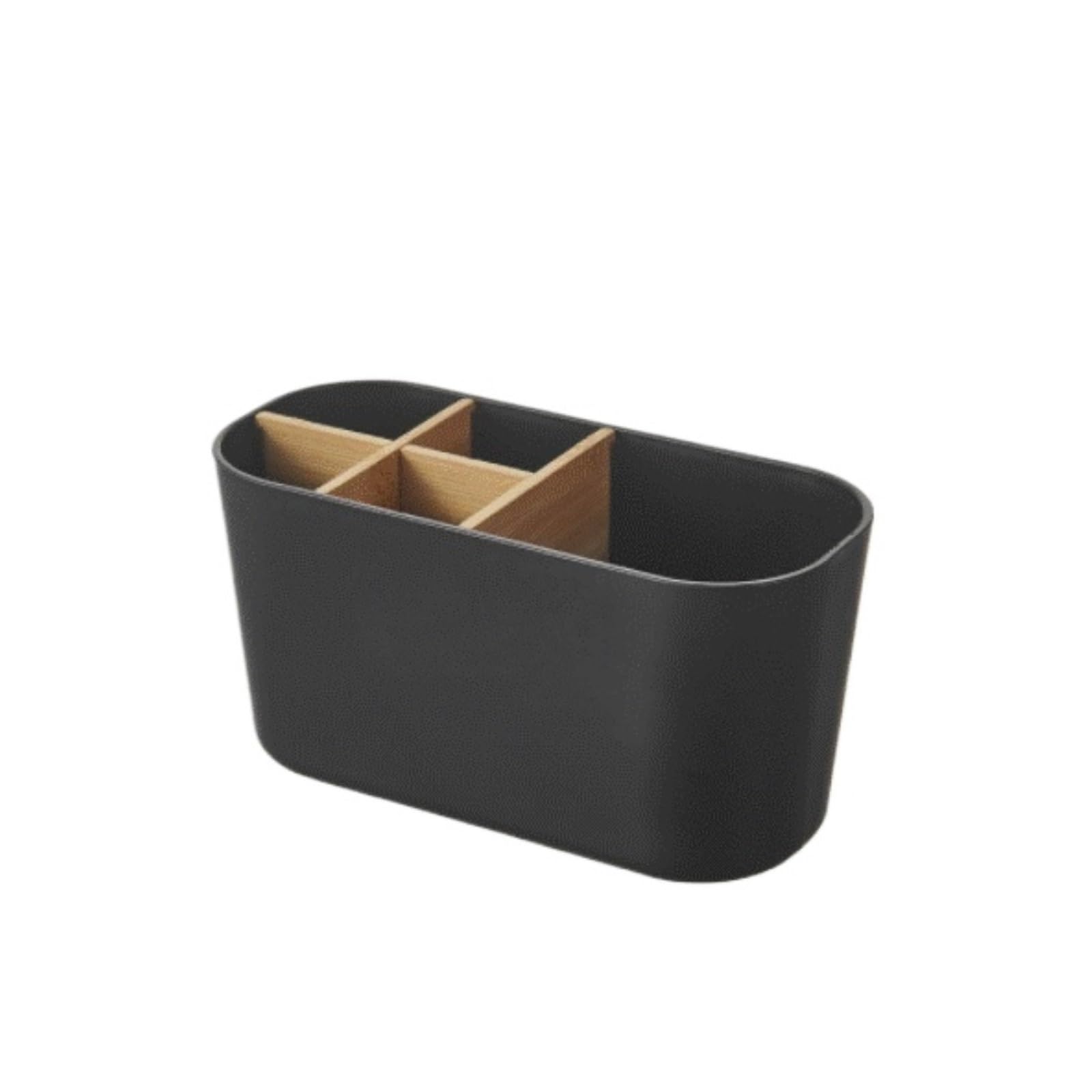Zahnbürstenhalter Für Alle Arten Von Zahnbürsten Zahnbürstenhalter, Zahnbürsten-Organizer Mit 5 Fächern Und Herausnehmbaren Bambus-Trennwänden Badaccessoires(Black)