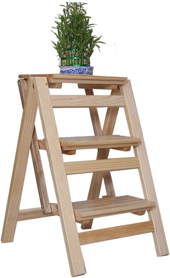 Kitchen Step Stools Display Rack | Folding Step Stool Ladder | Household Stair Chair Wood | Stepladders for Kids & Adults | Lightweight Home Garden Tool (3 Tier)