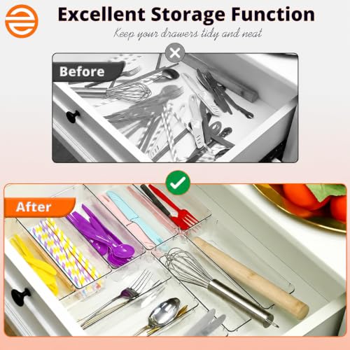 Image of E-COSMOS 20-Pack Transparent Drawer Organizers, Durable Polypropylene Storage Boxes, Multi-Purpose Divider Trays for Dressing Table, Vanity, Kitchen, and Office