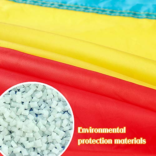 Image of Kids Parachute - 6ft Play Parachute with 9 Handles, Multicolored for Indoor Outdoor Games