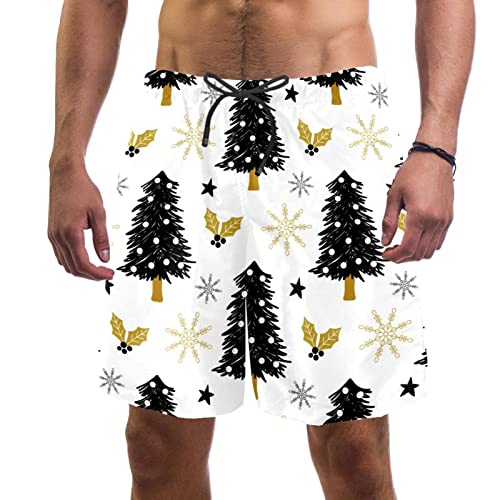 Maillots de bain pour hommes JDEZ à motif sapins de Noël et flocons de neige pour la plage