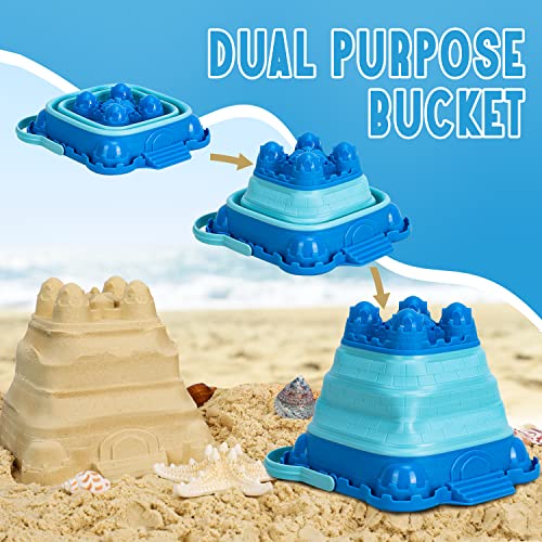 Toy Life Collapsible Beach Toys For Kid Toddler, Sand Toys For Kid Toddler With 1 Collapsible Sand Bucket Shovel, Sandbox Toy For Toddler Kid, Travel Beach Foldable Bucket For Age 3-4-5-6-8-10, 2.5L #TOP3